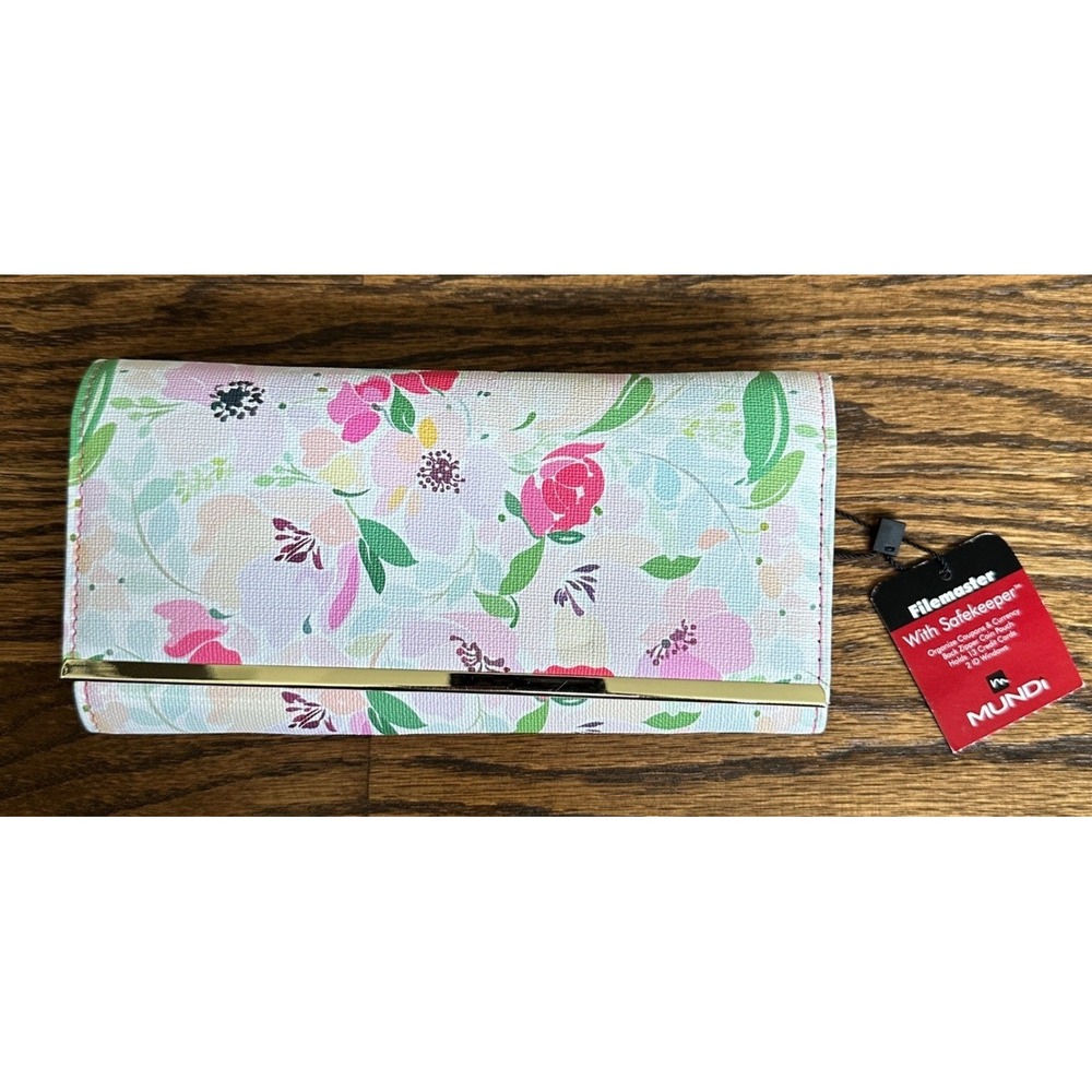 Mundi Filemaster Safekeeper Women OS Floral RFID Organizer Travel Clutch New